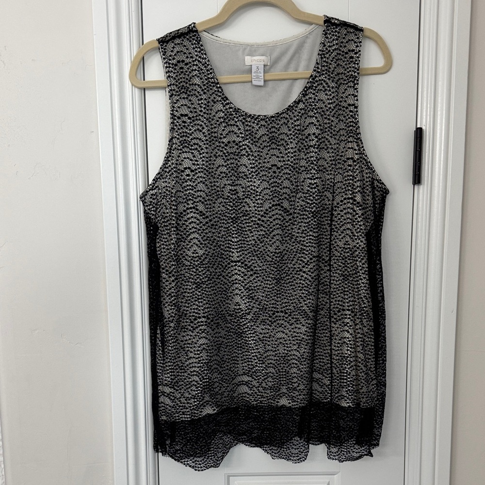 Chico's Black and White Lace Blouse size 3/XL